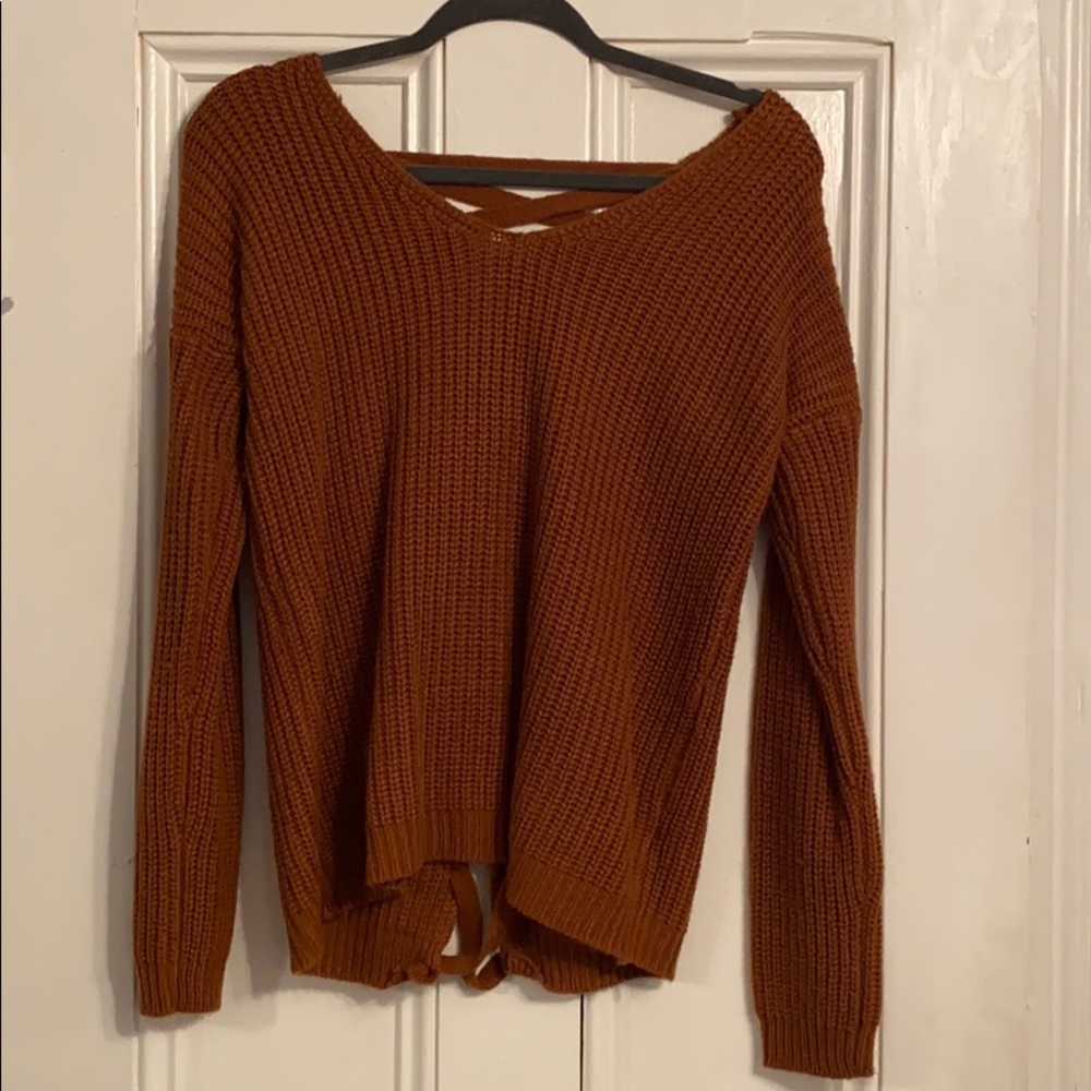 Crisscross open back sweater